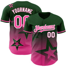 Загрузить изображение в средство просмотра галереи, Custom Green Pink-White 3D Pattern Design Gradient Style Twinkle Star Authentic Baseball Jersey
