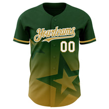 Laden Sie das Bild in den Galerie-Viewer, Custom Green Old Gold-White 3D Pattern Design Gradient Style Twinkle Star Authentic Baseball Jersey
