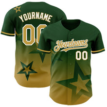 Laden Sie das Bild in den Galerie-Viewer, Custom Green Old Gold-White 3D Pattern Design Gradient Style Twinkle Star Authentic Baseball Jersey
