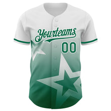 Laden Sie das Bild in den Galerie-Viewer, Custom White Kelly Green 3D Pattern Design Gradient Style Twinkle Star Authentic Baseball Jersey

