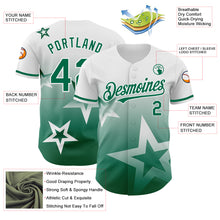 Load image into Gallery viewer, Custom White Kelly Green 3D Pattern Design Gradient Style Twinkle Star Authentic Baseball Jersey

