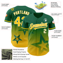 Laden Sie das Bild in den Galerie-Viewer, Custom Kelly Green Yellow-White 3D Pattern Design Gradient Style Twinkle Star Authentic Baseball Jersey
