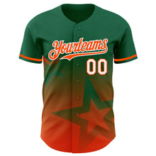 Загрузить изображение в средство просмотра галереи, Custom Kelly Green Orange-White 3D Pattern Design Gradient Style Twinkle Star Authentic Baseball Jersey
