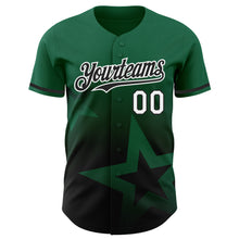 Charger l&#39;image dans la galerie, Custom Kelly Green Black-White 3D Pattern Design Gradient Style Twinkle Star Authentic Baseball Jersey
