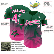 Laden Sie das Bild in den Galerie-Viewer, Custom Kelly Green Pink-White 3D Pattern Design Gradient Style Twinkle Star Authentic Baseball Jersey
