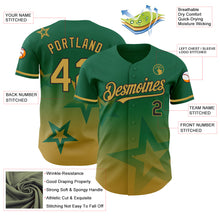 Laden Sie das Bild in den Galerie-Viewer, Custom Kelly Green Old Gold-Black 3D Pattern Design Gradient Style Twinkle Star Authentic Baseball Jersey
