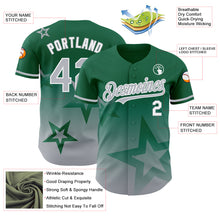 Загрузить изображение в средство просмотра галереи, Custom Kelly Green Gray-White 3D Pattern Design Gradient Style Twinkle Star Authentic Baseball Jersey
