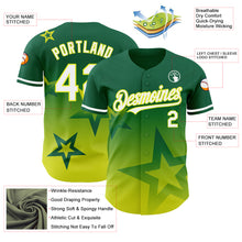 Загрузить изображение в средство просмотра галереи, Custom Kelly Green White-Neon Yellow 3D Pattern Design Gradient Style Twinkle Star Authentic Baseball Jersey
