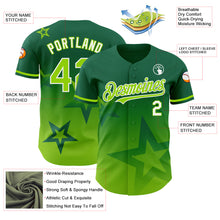 Загрузить изображение в средство просмотра галереи, Custom Kelly Green Neon Green-White 3D Pattern Design Gradient Style Twinkle Star Authentic Baseball Jersey
