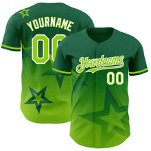 Load image into Gallery viewer, Custom Kelly Green Neon Green-White 3D Pattern Design Gradient Style Twinkle Star Authentic Baseball Jersey
