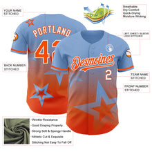 Laden Sie das Bild in den Galerie-Viewer, Custom Light Blue Orange-White 3D Pattern Design Gradient Style Twinkle Star Authentic Baseball Jersey
