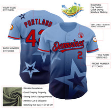 Charger l&#39;image dans la galerie, Custom Light Blue Red-Navy 3D Pattern Design Gradient Style Twinkle Star Authentic Baseball Jersey
