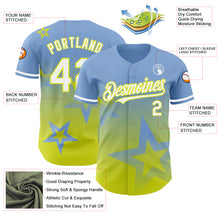 Charger l&#39;image dans la galerie, Custom Light Blue White-Neon Yellow 3D Pattern Design Gradient Style Twinkle Star Authentic Baseball Jersey
