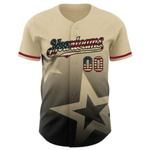 Загрузить изображение в средство просмотра галереи, Custom Cream Vintage USA Flag-Black 3D Pattern Design Gradient Style Twinkle Star Authentic Baseball Jersey
