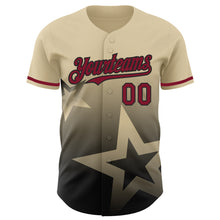 Загрузить изображение в средство просмотра галереи, Custom Cream Crimson-Black 3D Pattern Design Gradient Style Twinkle Star Authentic Baseball Jersey
