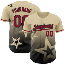 Загрузить изображение в средство просмотра галереи, Custom Cream Crimson-Black 3D Pattern Design Gradient Style Twinkle Star Authentic Baseball Jersey
