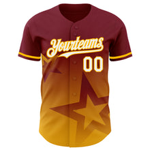 Laden Sie das Bild in den Galerie-Viewer, Custom Crimson White-Gold 3D Pattern Design Gradient Style Twinkle Star Authentic Baseball Jersey
