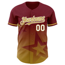 Загрузить изображение в средство просмотра галереи, Custom Crimson Old Gold-White 3D Pattern Design Gradient Style Twinkle Star Authentic Baseball Jersey
