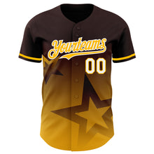 Charger l&#39;image dans la galerie, Custom Brown Gold-White 3D Pattern Design Gradient Style Twinkle Star Authentic Baseball Jersey
