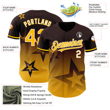 Charger l&#39;image dans la galerie, Custom Brown Gold-White 3D Pattern Design Gradient Style Twinkle Star Authentic Baseball Jersey
