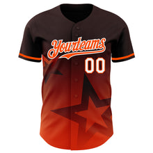 Laden Sie das Bild in den Galerie-Viewer, Custom Brown Orange-White 3D Pattern Design Gradient Style Twinkle Star Authentic Baseball Jersey
