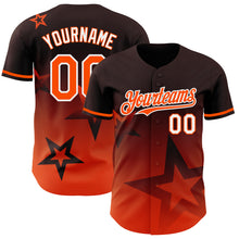 Laden Sie das Bild in den Galerie-Viewer, Custom Brown Orange-White 3D Pattern Design Gradient Style Twinkle Star Authentic Baseball Jersey
