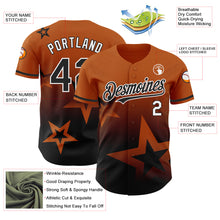 Laden Sie das Bild in den Galerie-Viewer, Custom Texas Orange Black-White 3D Pattern Design Gradient Style Twinkle Star Authentic Baseball Jersey
