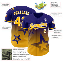 Загрузить изображение в средство просмотра галереи, Custom Dark Purple Gold-White 3D Pattern Design Gradient Style Twinkle Star Authentic Baseball Jersey
