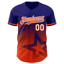 Laden Sie das Bild in den Galerie-Viewer, Custom Dark Purple Orange-White 3D Pattern Design Gradient Style Twinkle Star Authentic Baseball Jersey
