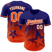 Laden Sie das Bild in den Galerie-Viewer, Custom Dark Purple Orange-White 3D Pattern Design Gradient Style Twinkle Star Authentic Baseball Jersey
