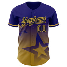 Load image into Gallery viewer, Custom Dark Purple Black-Old Gold 3D Pattern Design Gradient Style Twinkle Star Authentic Baseball Jersey
