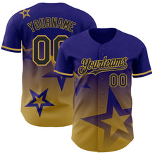 Загрузить изображение в средство просмотра галереи, Custom Dark Purple Black-Old Gold 3D Pattern Design Gradient Style Twinkle Star Authentic Baseball Jersey
