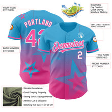 Load image into Gallery viewer, Custom Sky Blue Pink-White 3D Pattern Design Gradient Style Twinkle Star Authentic Baseball Jersey
