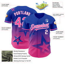 Laden Sie das Bild in den Galerie-Viewer, Custom Thunder Blue Pink-White 3D Pattern Design Gradient Style Twinkle Star Authentic Baseball Jersey
