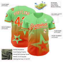 Load image into Gallery viewer, Custom Pea Green Orange-White 3D Pattern Design Gradient Style Twinkle Star Authentic Baseball Jersey
