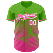 Laden Sie das Bild in den Galerie-Viewer, Custom Aurora Green Pink-White 3D Pattern Design Gradient Style Twinkle Star Authentic Baseball Jersey
