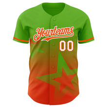 Load image into Gallery viewer, Custom Aurora Green Orange-White 3D Pattern Design Gradient Style Twinkle Star Authentic Baseball Jersey
