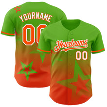 Load image into Gallery viewer, Custom Aurora Green Orange-White 3D Pattern Design Gradient Style Twinkle Star Authentic Baseball Jersey
