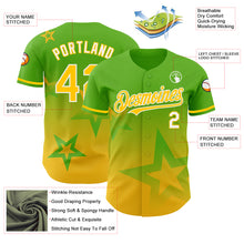 Загрузить изображение в средство просмотра галереи, Custom Aurora Green Yellow-White 3D Pattern Design Gradient Style Twinkle Star Authentic Baseball Jersey
