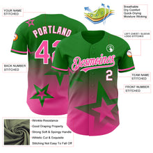 Charger l&#39;image dans la galerie, Custom Grass Green Pink-White 3D Pattern Design Gradient Style Twinkle Star Authentic Baseball Jersey
