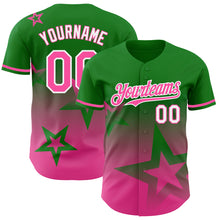 Charger l&#39;image dans la galerie, Custom Grass Green Pink-White 3D Pattern Design Gradient Style Twinkle Star Authentic Baseball Jersey
