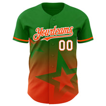 Charger l&#39;image dans la galerie, Custom Grass Green Orange-White 3D Pattern Design Gradient Style Twinkle Star Authentic Baseball Jersey
