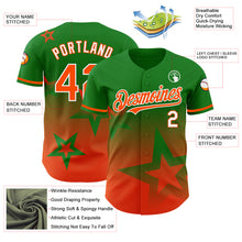 Laden Sie das Bild in den Galerie-Viewer, Custom Grass Green Orange-White 3D Pattern Design Gradient Style Twinkle Star Authentic Baseball Jersey
