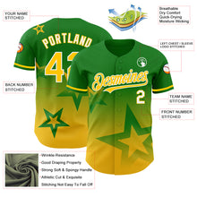 Laden Sie das Bild in den Galerie-Viewer, Custom Grass Green Yellow-White 3D Pattern Design Gradient Style Twinkle Star Authentic Baseball Jersey
