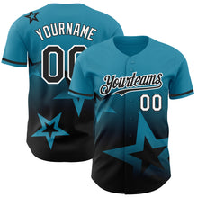 Load image into Gallery viewer, Custom Panther Blue Black-White 3D Pattern Design Gradient Style Twinkle Star Authentic Baseball Jersey
