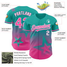 Загрузить изображение в средство просмотра галереи, Custom Aqua Pink-White 3D Pattern Design Gradient Style Twinkle Star Authentic Baseball Jersey
