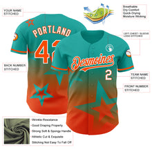 Загрузить изображение в средство просмотра галереи, Custom Aqua Orange-White 3D Pattern Design Gradient Style Twinkle Star Authentic Baseball Jersey
