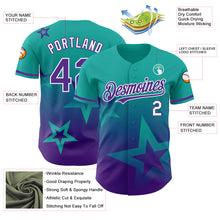 Загрузить изображение в средство просмотра галереи, Custom Aqua Purple-White 3D Pattern Design Gradient Style Twinkle Star Authentic Baseball Jersey
