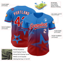 Загрузить изображение в средство просмотра галереи, Custom Electric Blue Red-White 3D Pattern Design Gradient Style Twinkle Star Authentic Baseball Jersey
