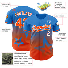 Charger l&#39;image dans la galerie, Custom Electric Blue Orange-White 3D Pattern Design Gradient Style Twinkle Star Authentic Baseball Jersey
